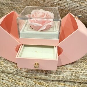 Pink Jewelry Box with Rose Display (Jewelry NOT included)